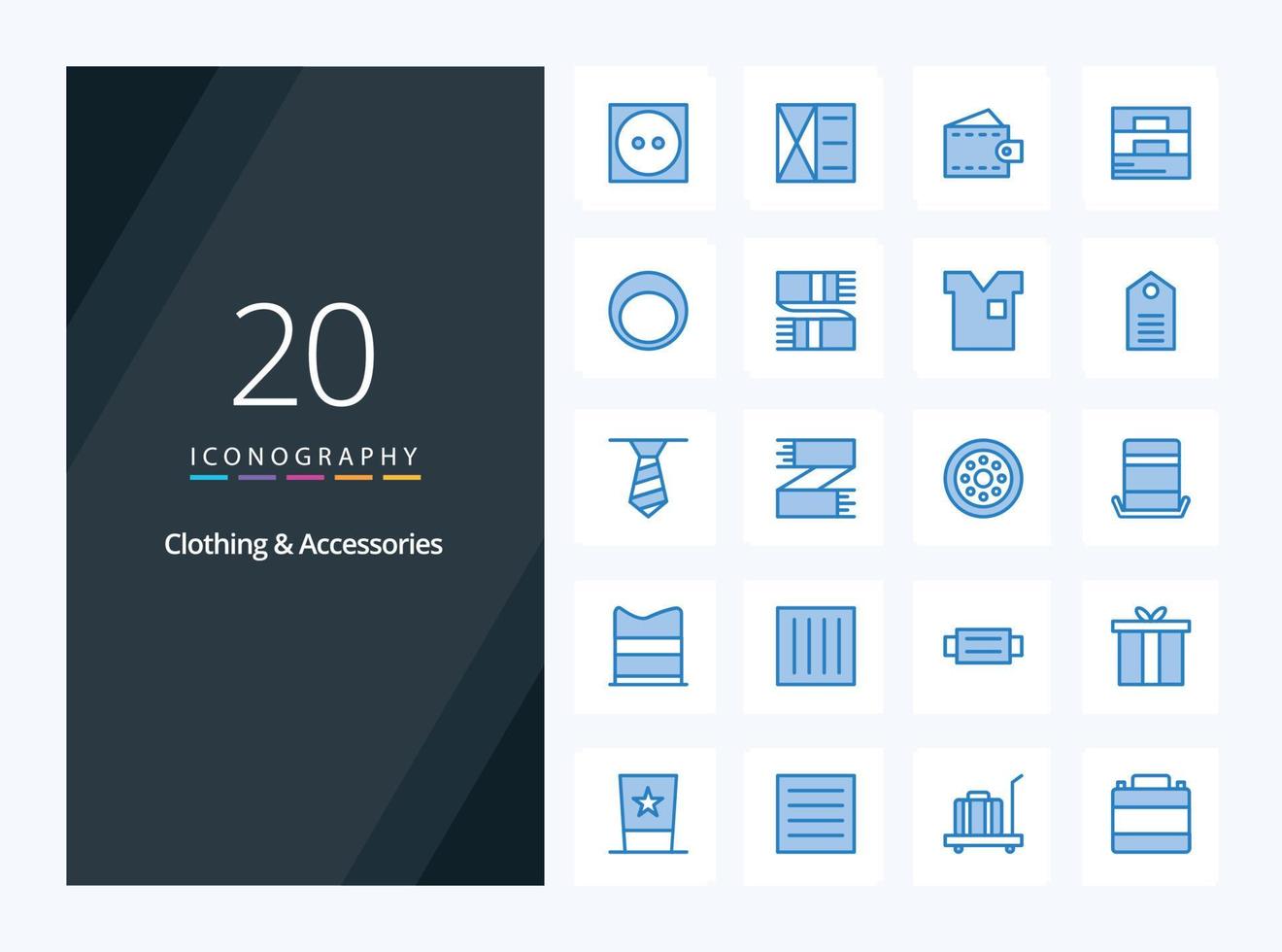 20 Clothing  Accessories Blue Color icon for presentation vector