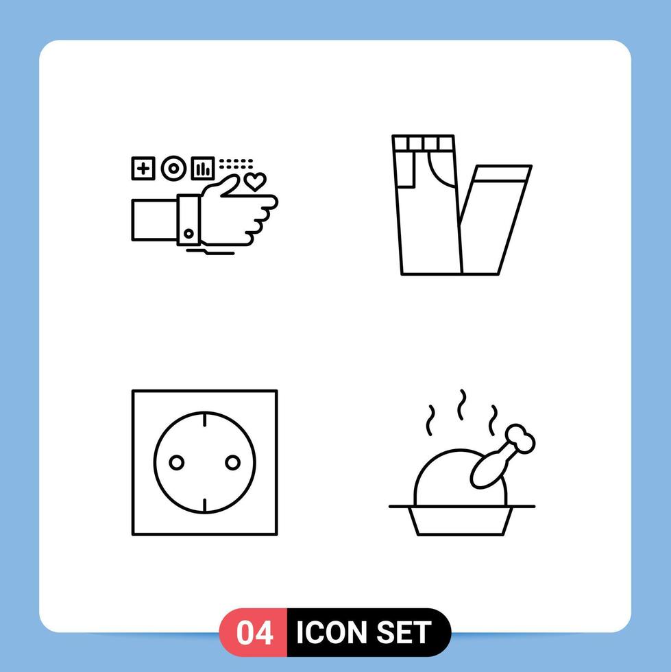 paquete de iconos de vectores de stock de 4 signos y símbolos de línea para monitorear elementos de diseño de vectores editables de tecnología de jeans de corazón electrónico