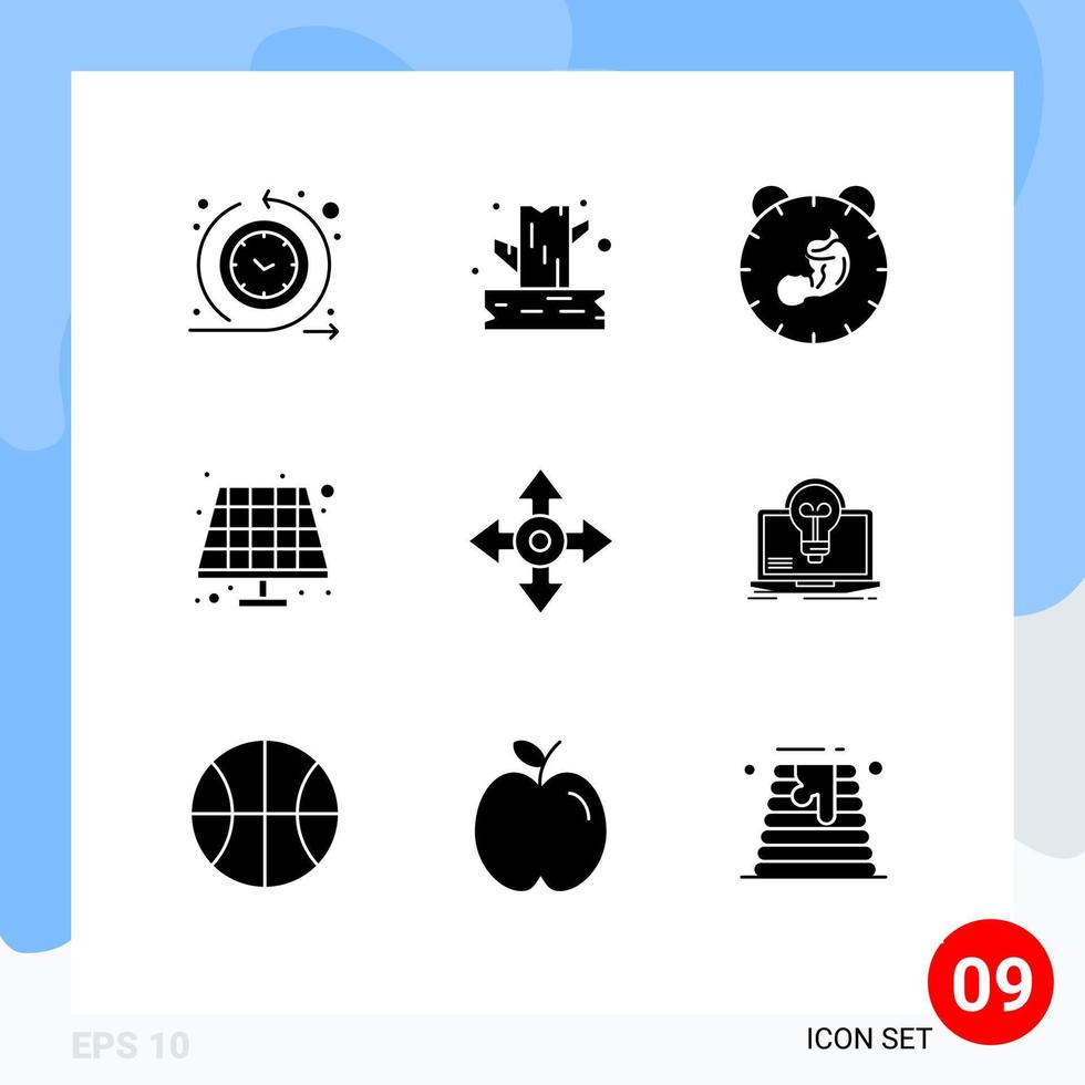 conjunto de 9 iconos modernos de la interfaz de usuario signos de símbolos para la entrega solar del mapa elementos de diseño vectorial editables para niños ecológicos vector