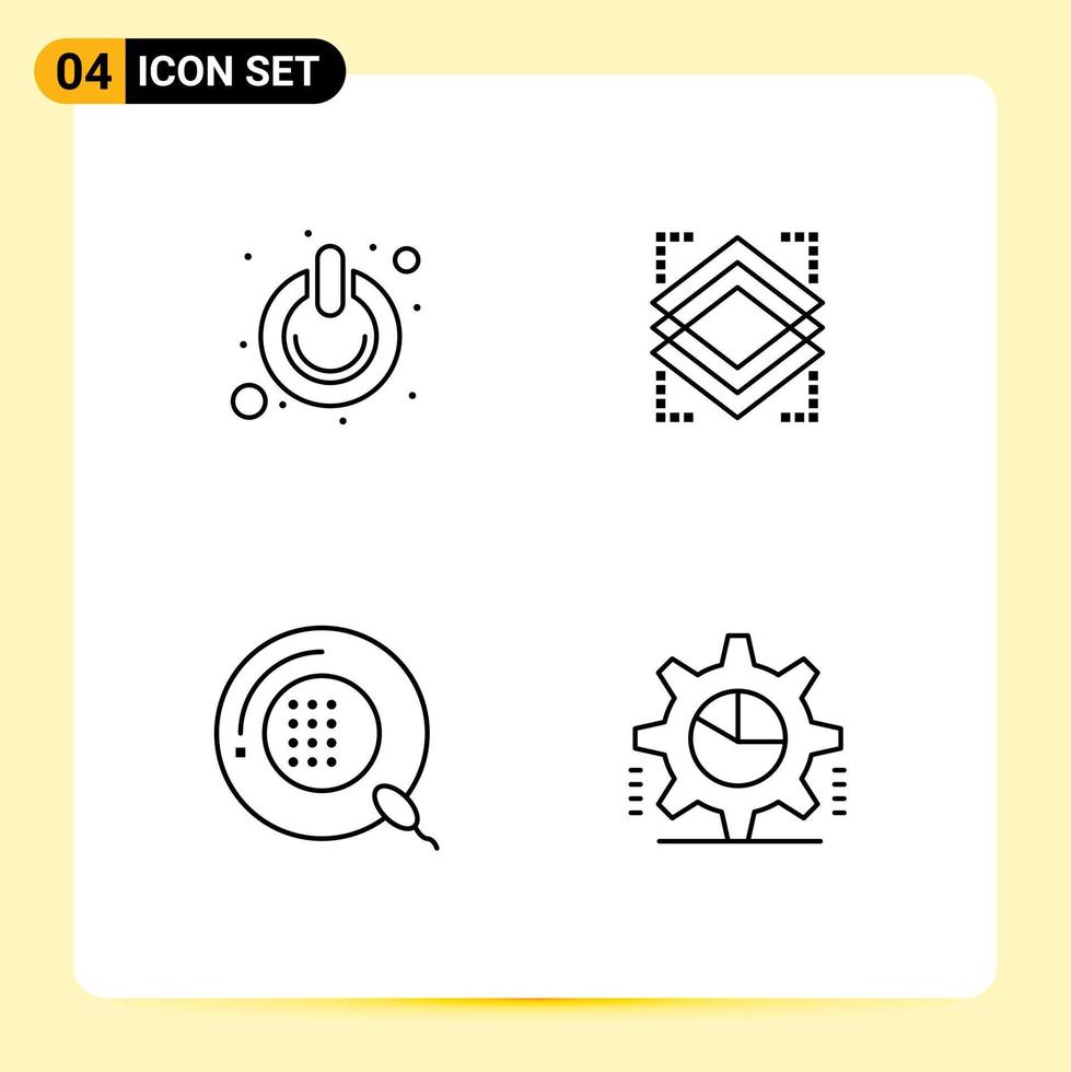 Stock Vector Icon Pack of 4 Line Signs and Symbols for button disease power object form Editable Vector Design Elements