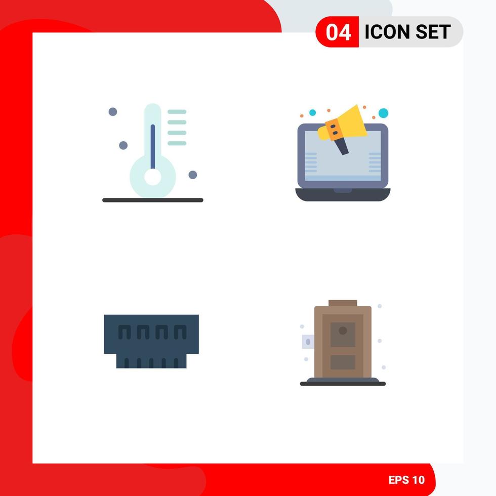 Set of 4 Vector Flat Icons on Grid for appliance computers food marketing gadget Editable Vector Design Elements