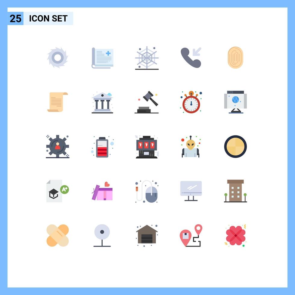 símbolos de iconos universales grupo de 25 colores planos modernos de identidad de escaneo llamada de huellas dactilares de halloween elementos de diseño de vectores editables