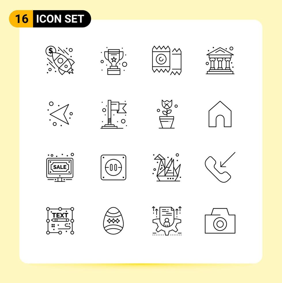 Outline Pack of 16 Universal Symbols of network arrows condom money school Editable Vector Design Elements