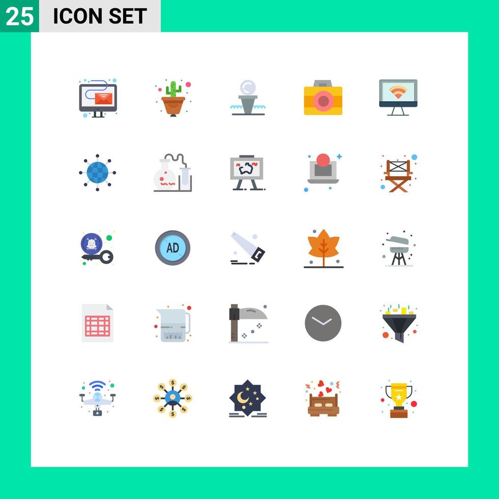 User Interface Pack of 25 Basic Flat Colors of computer digital golf computer stand Editable Vector Design Elements