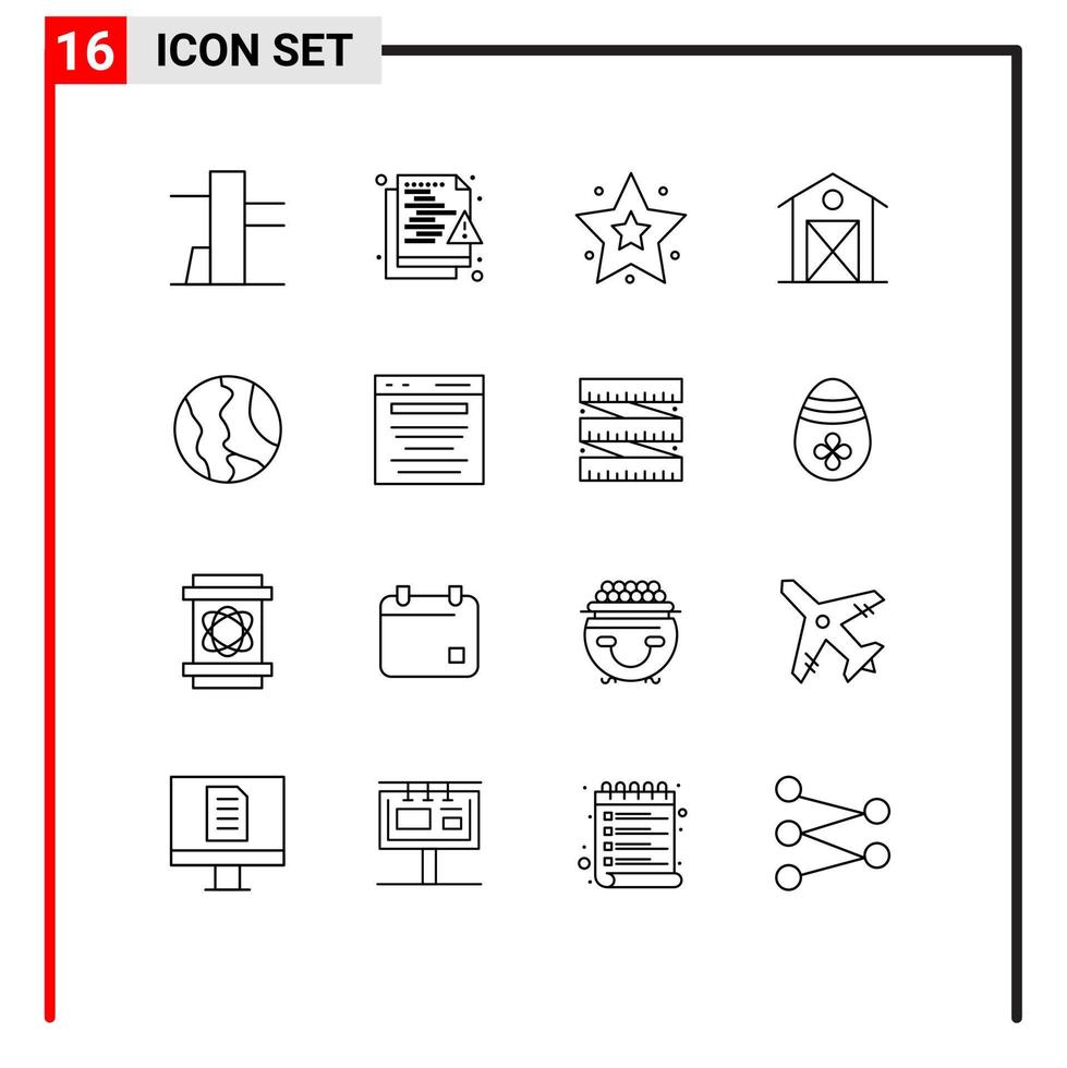 16 Thematic Vector Outlines and Editable Symbols of world location star global house Editable Vector Design Elements