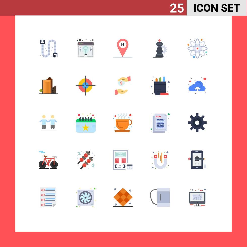 Editable Vector Line Pack of 25 Simple Flat Colors of success horse light bulb chess location Editable Vector Design Elements