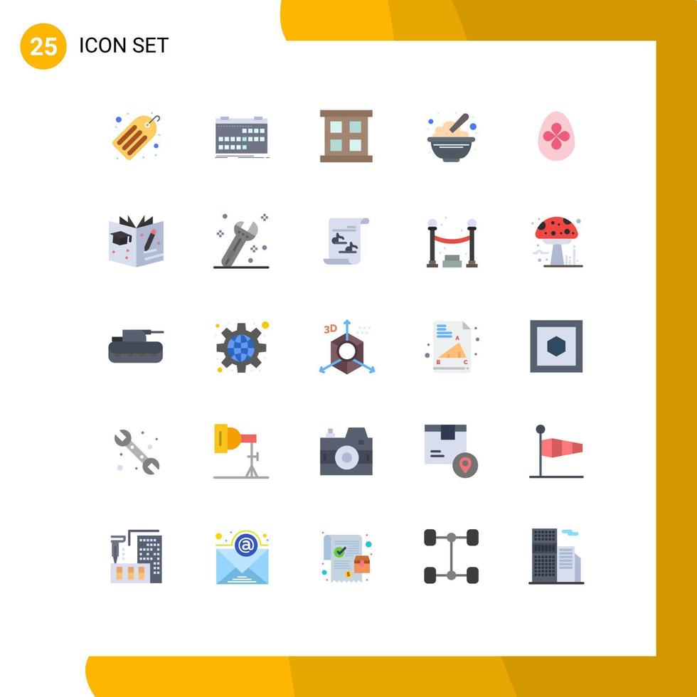 Modern Set of 25 Flat Colors and symbols such as decoration oats schedule food bowl Editable Vector Design Elements