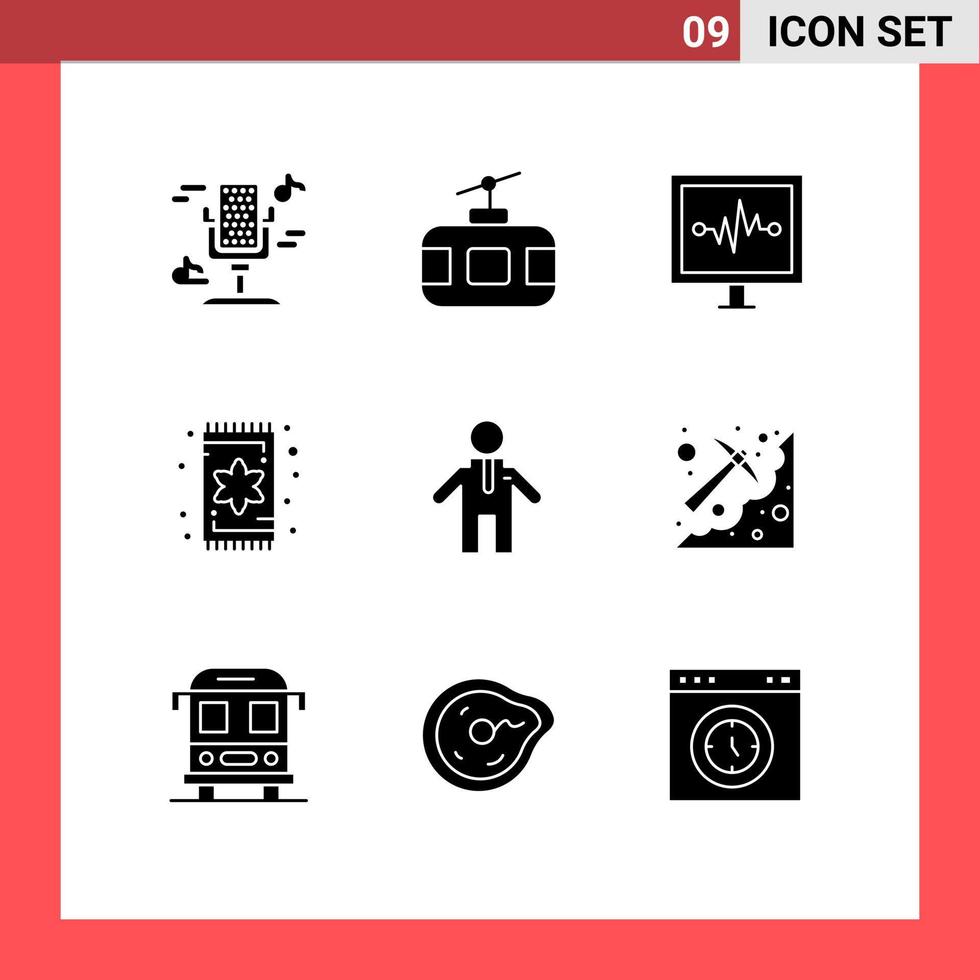 Stock Vector Icon Pack of 9 Line Signs and Symbols for man interior travel furniture pulse line Editable Vector Design Elements