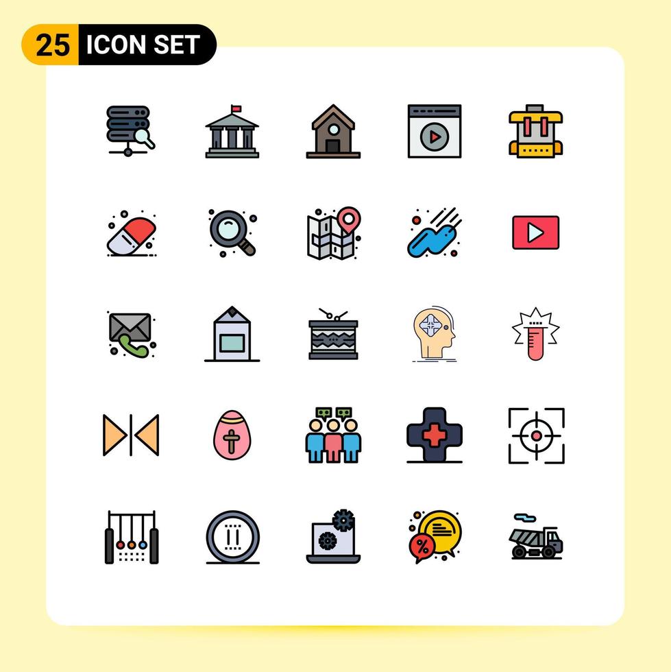 25 iconos creativos modernos signos y símbolos de educación ver video aprender video reproducir medios reproducir elementos de diseño vectorial editables vector