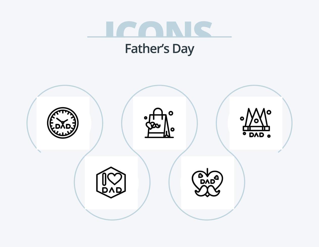 Fathers Day Line Icon Pack 5 Icon Design. dad. travel. clock. office. briefcase vector