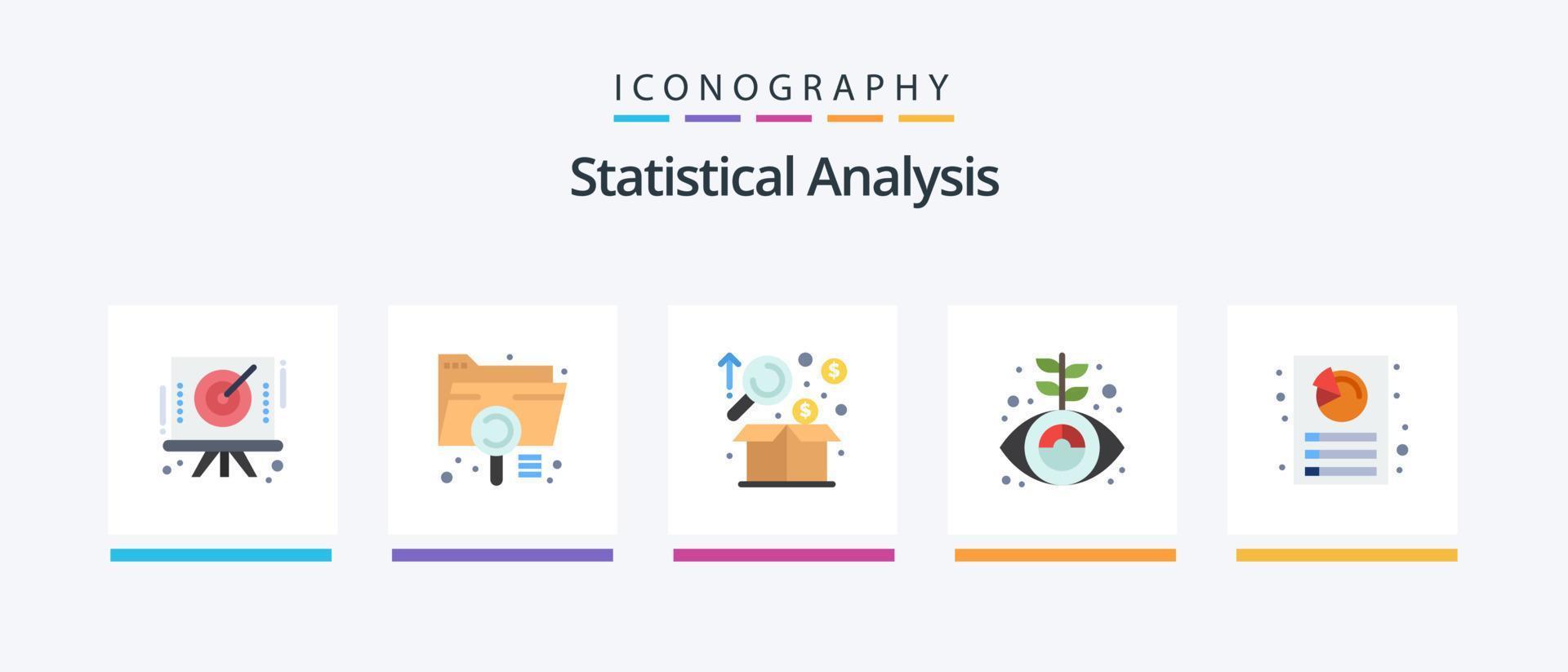 Statistical Analysis Flat 5 Icon Pack Including marketing. finance. file. business. graph. Creative Icons Design vector