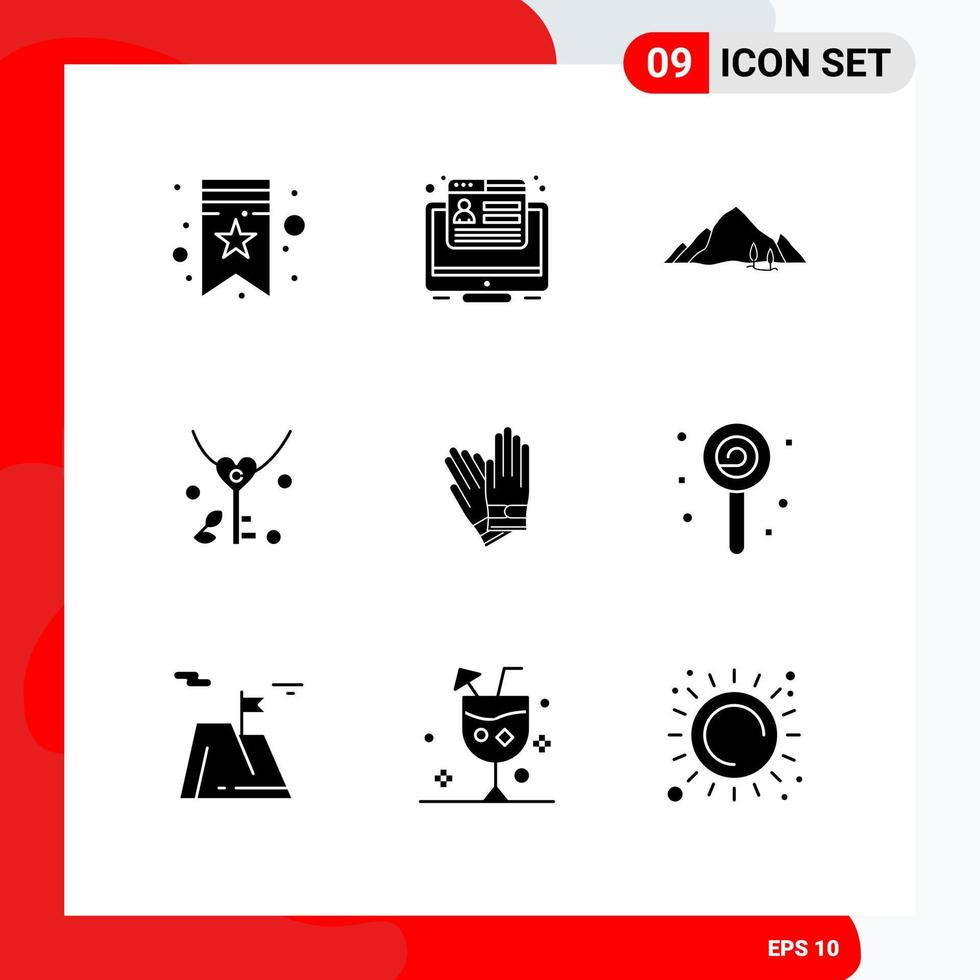 9 Creative Icons Modern Signs and Symbols of building wedding landscape heart key Editable Vector Design Elements