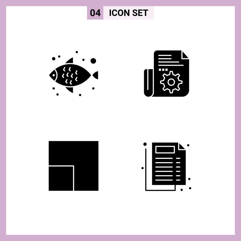 Set of Commercial Solid Glyphs pack for fish medical document tools document Editable Vector Design Elements