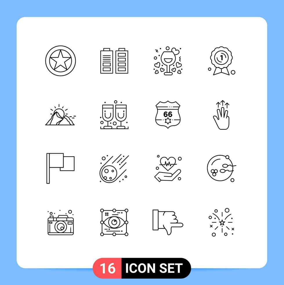 16 Creative Icons Modern Signs and Symbols of medal award badge full award romantic Editable Vector Design Elements