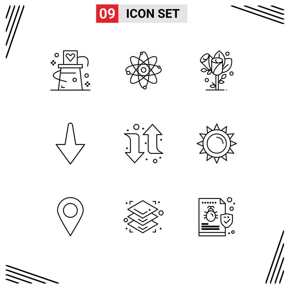 9 iconos creativos signos y símbolos modernos de laboratorio de flecha derecha hacia abajo elementos de diseño vectorial editables de boda vector