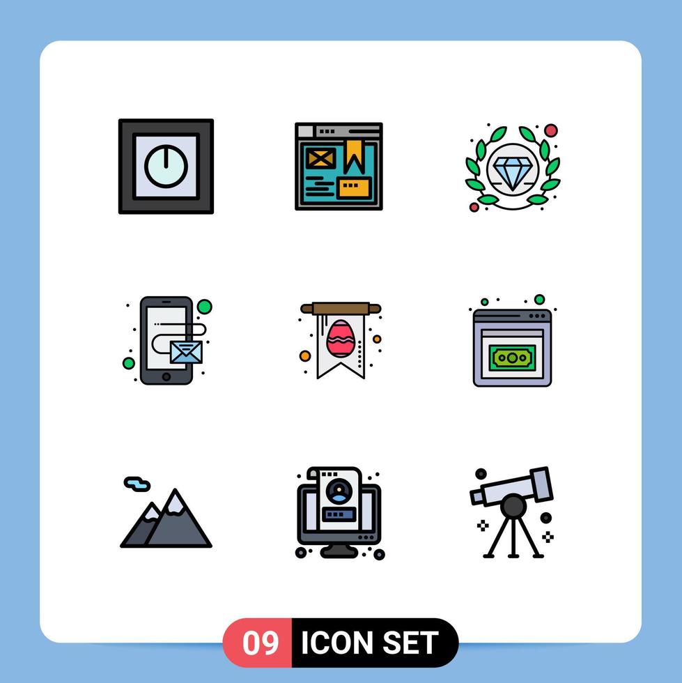 Stock Vector Icon Pack of 9 Line Signs and Symbols for egg card website mobile address Editable Vector Design Elements