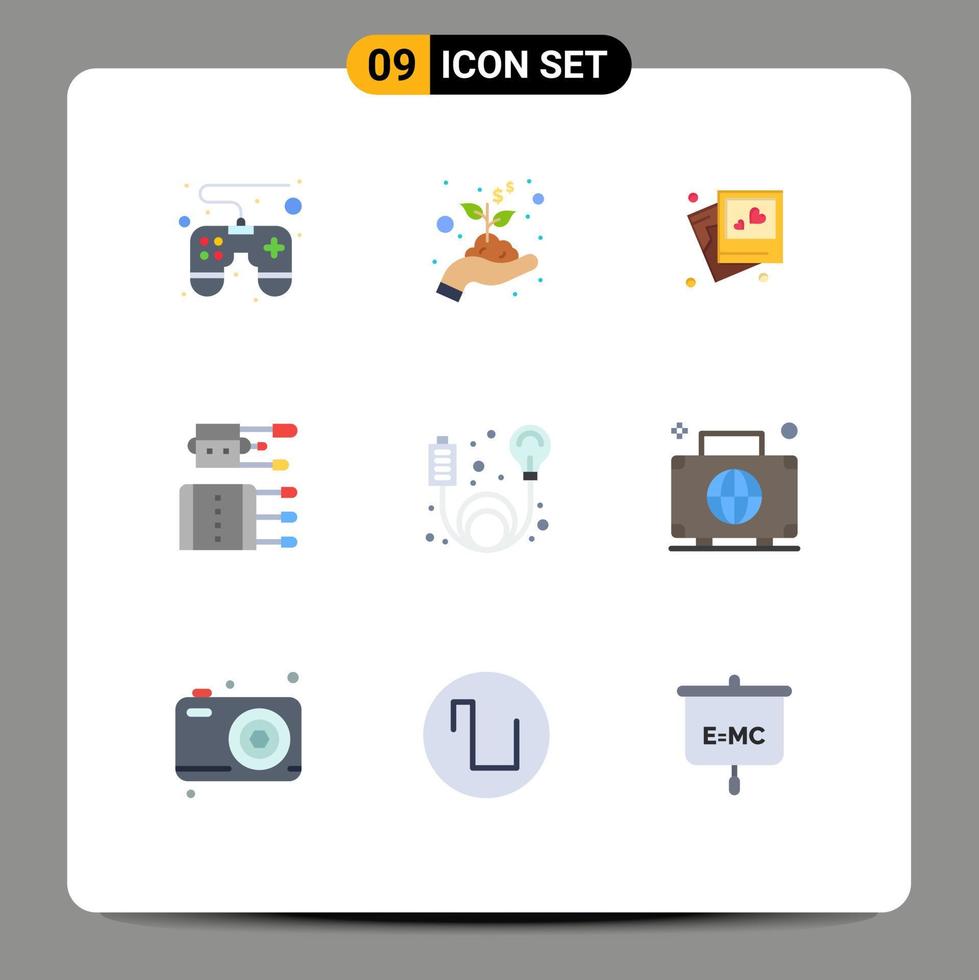 9 Creative Icons Modern Signs and Symbols of element adapter heart spa medicine Editable Vector Design Elements