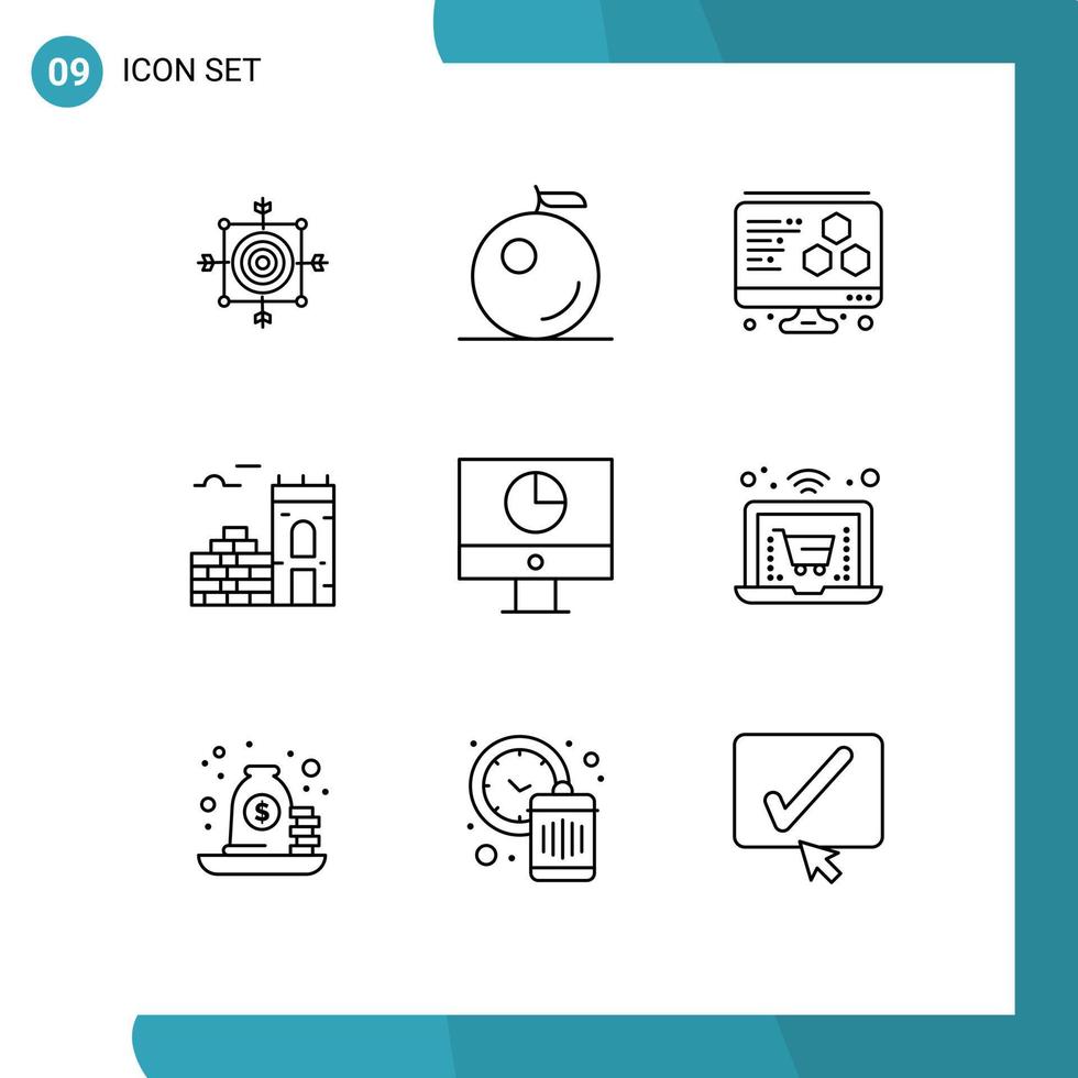 9 esquemas universales establecidos para aplicaciones web y móviles en línea dinero computadora gráfico computadora elementos de diseño vectorial editables vector