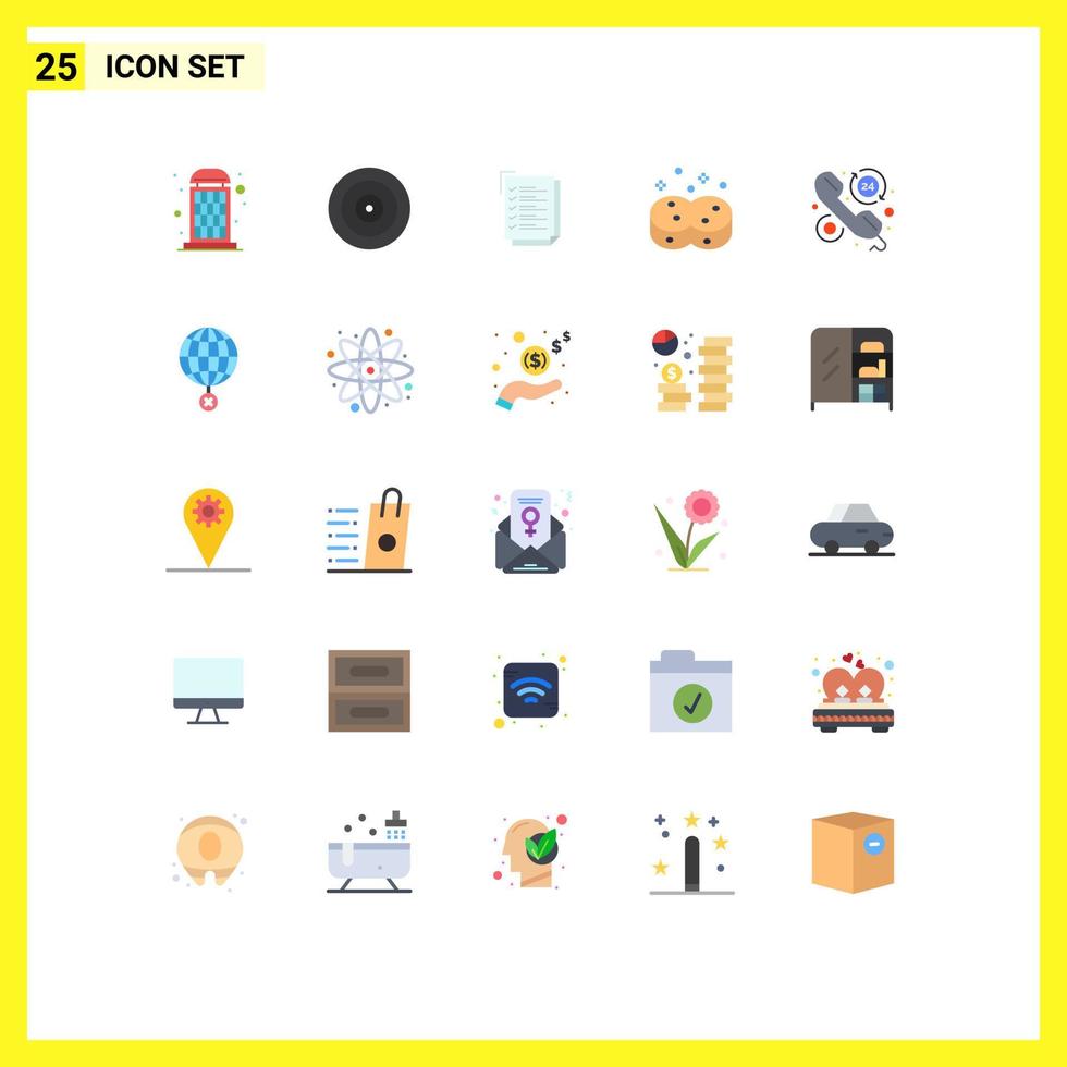 Modern Set of 25 Flat Colors and symbols such as faq wiping check list sponges clean Editable Vector Design Elements