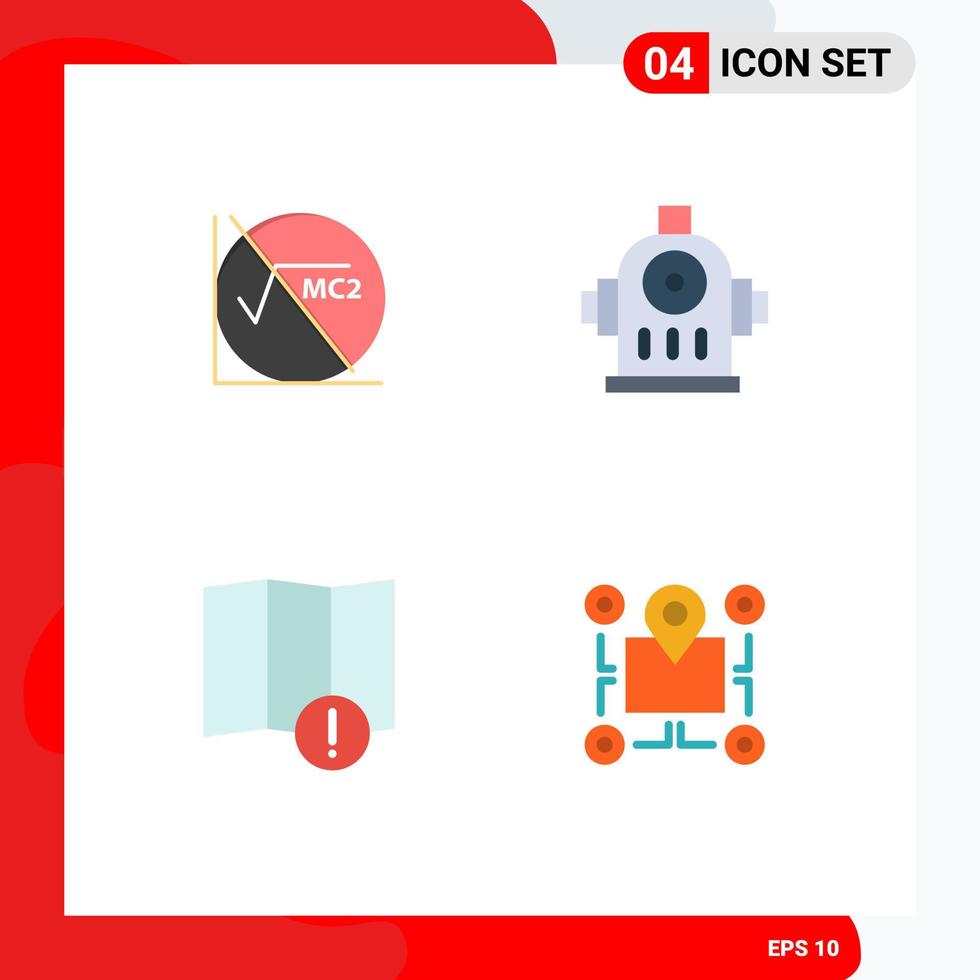 Stock Vector Icon Pack of 4 Line Signs and Symbols for math warning education water map Editable Vector Design Elements