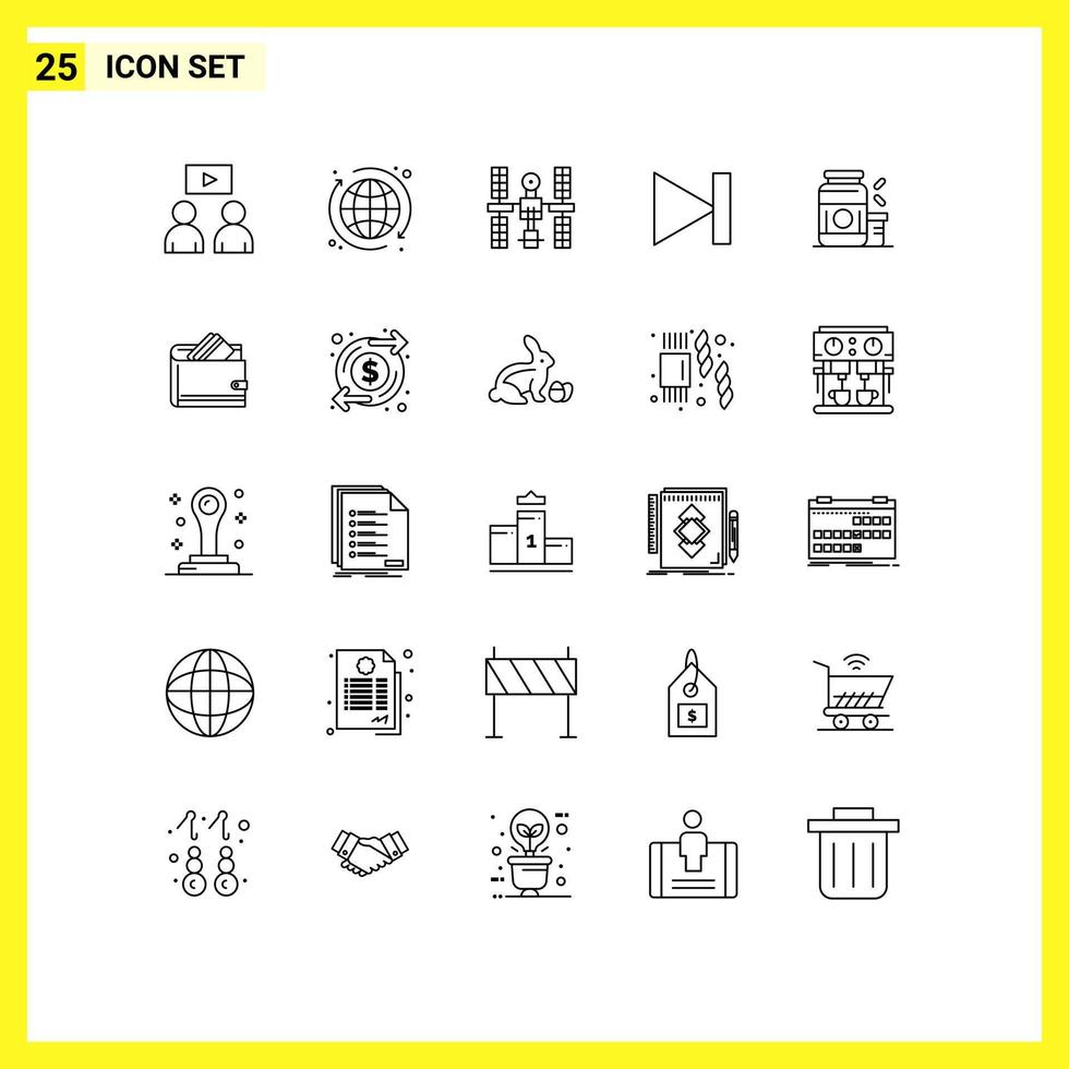 25 Universal Line Signs Symbols of protein bodybuilding platform next forward Editable Vector Design Elements