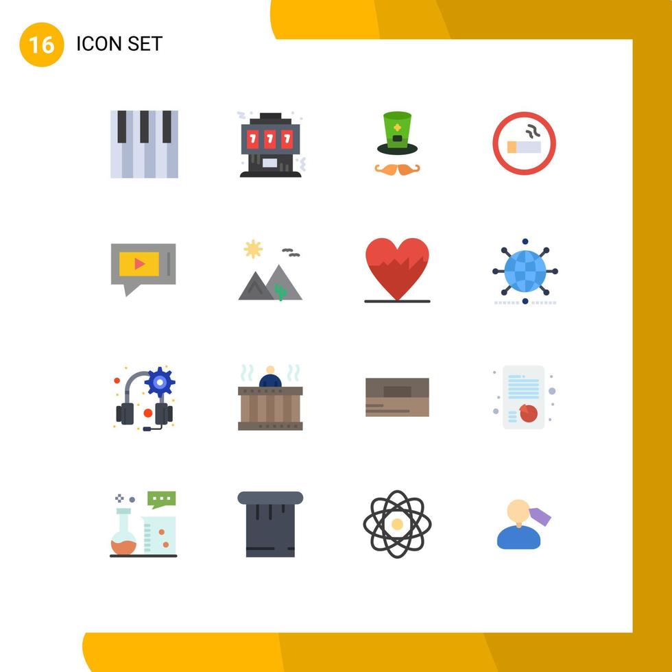 16 Universal Flat Colors Set for Web and Mobile Applications chat lab joystick cigarette ireland Editable Pack of Creative Vector Design Elements
