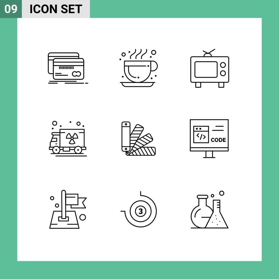 9 Creative Icons Modern Signs and Symbols of swatch pallete tv color pollution Editable Vector Design Elements