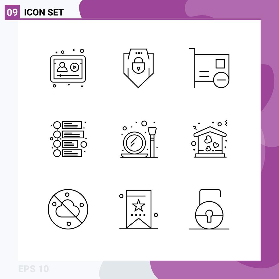 Pack of 9 creative Outlines of make timeline card marketing pci Editable Vector Design Elements