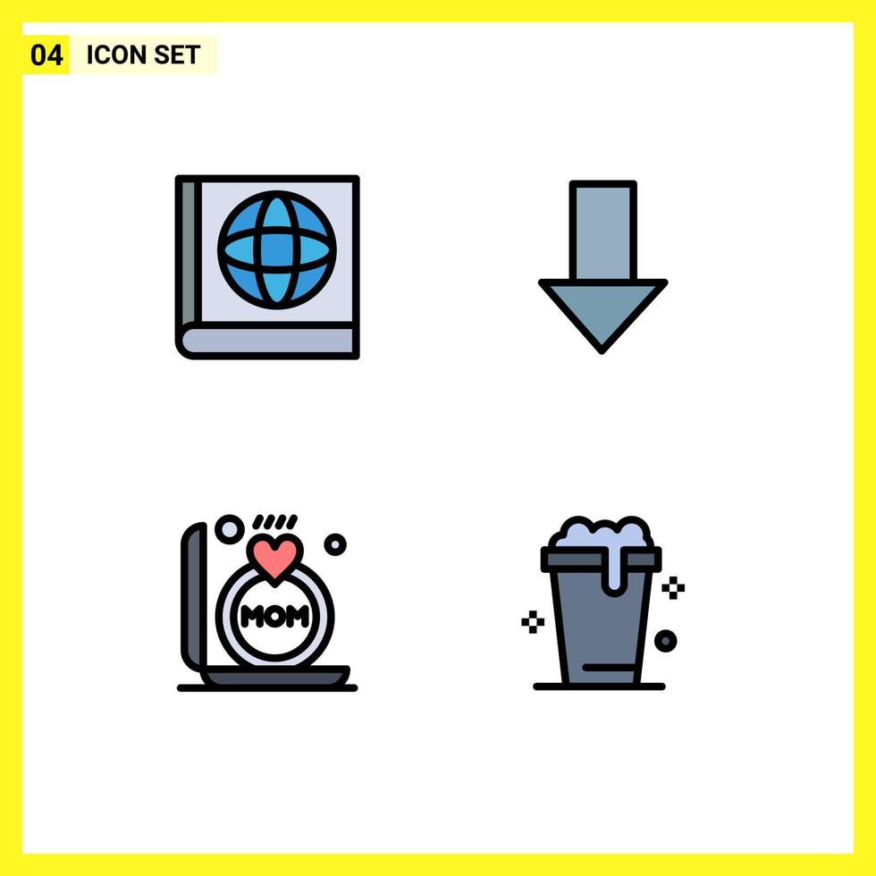 Set of 4 Modern UI Icons Symbols Signs for map mother down ring soup Editable Vector Design Elements
