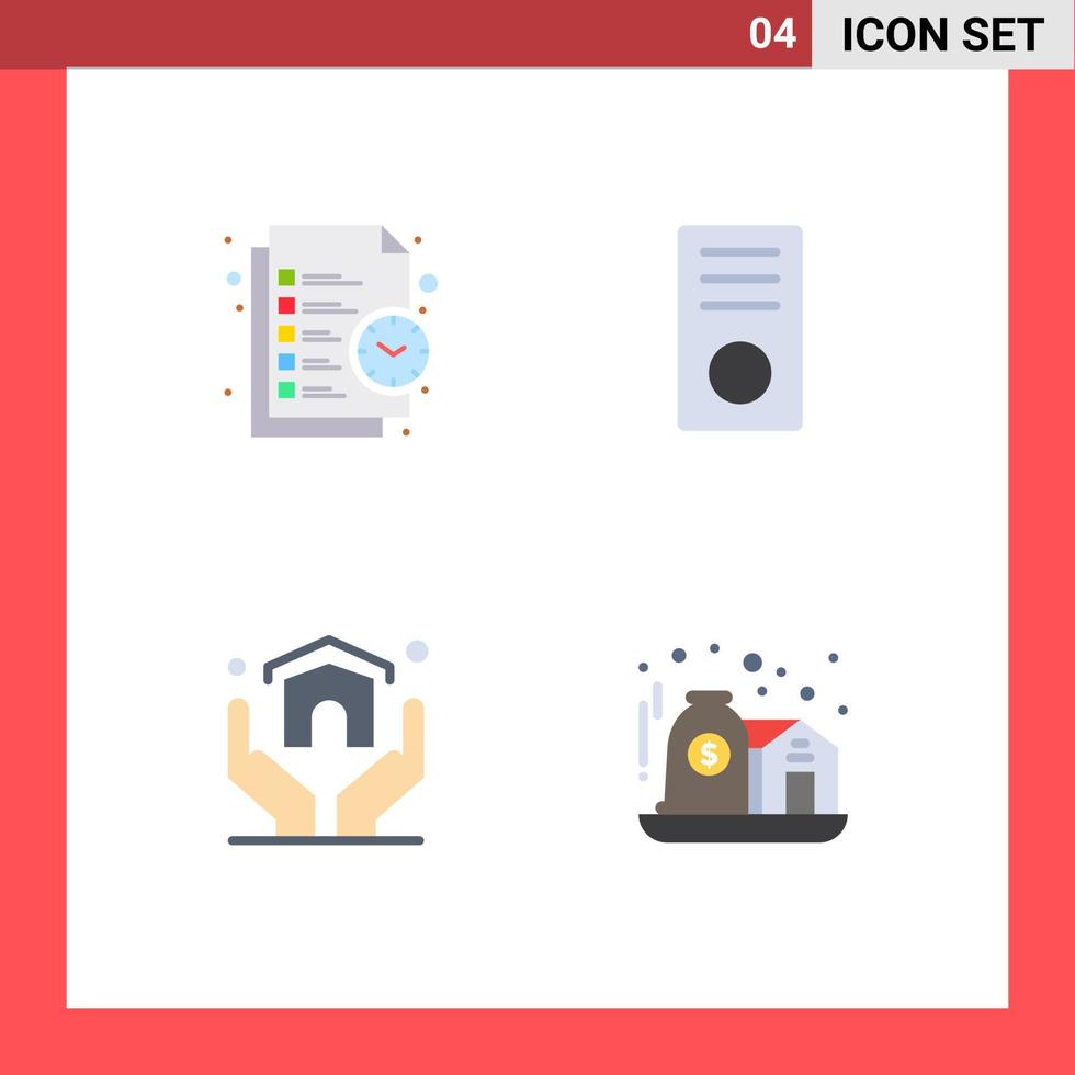 Group of 4 Modern Flat Icons Set for business hardware task desktop home Editable Vector Design Elements