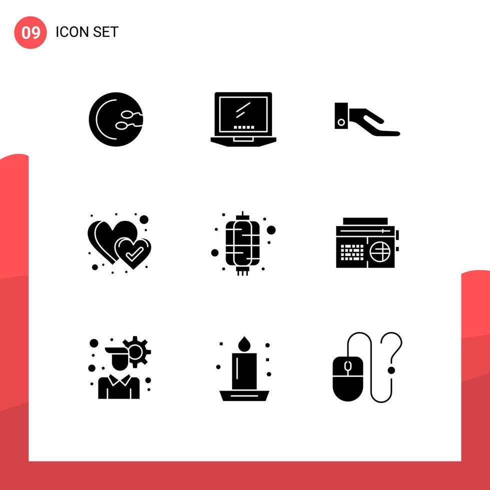 Set of 9 Modern UI Icons Symbols Signs for new chinese laptop like favorite Editable Vector Design Elements