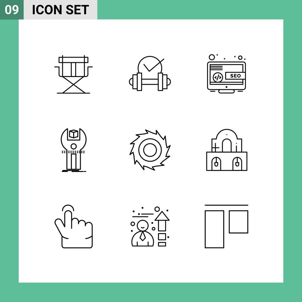 Universal Icon Symbols Group of 9 Modern Outlines of cutter kit desktop development sdk Editable Vector Design Elements