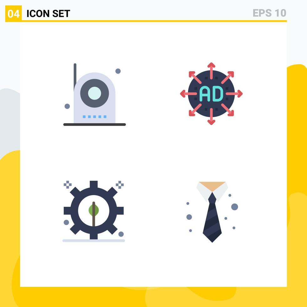Pictogram Set of 4 Simple Flat Icons of camera marketing electronic advertisement energy Editable Vector Design Elements
