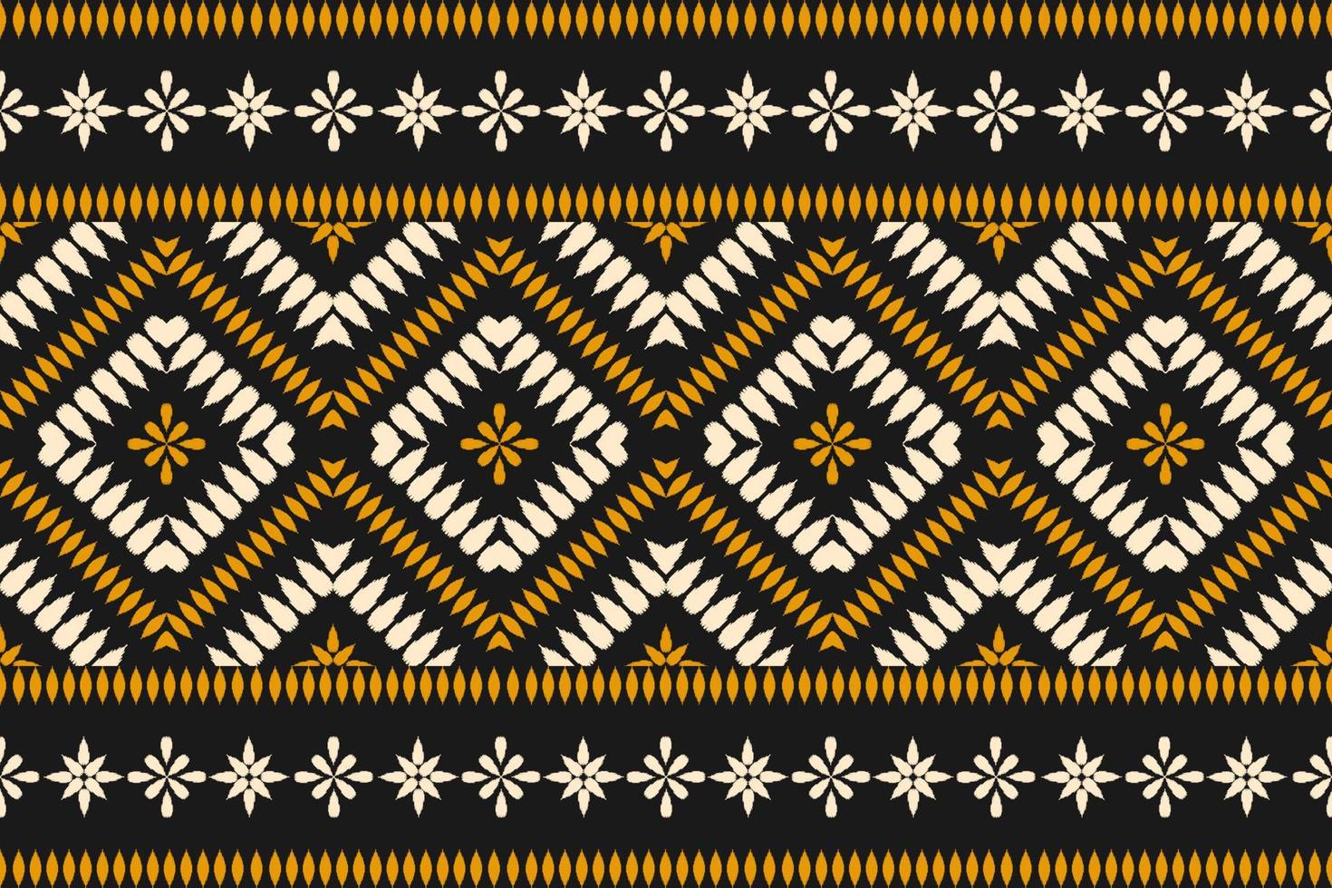 Ikat seamless pattern in tribal. Fabric ethnic pattern art. Flower decoration. vector