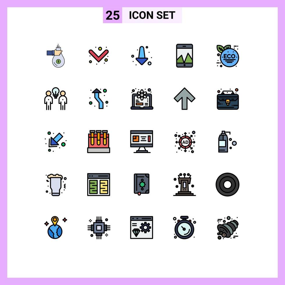 25 iconos creativos, signos y símbolos modernos de personas, lluvia de ideas, elementos de diseño vectorial editables ecológicos de hoja verde completa vector