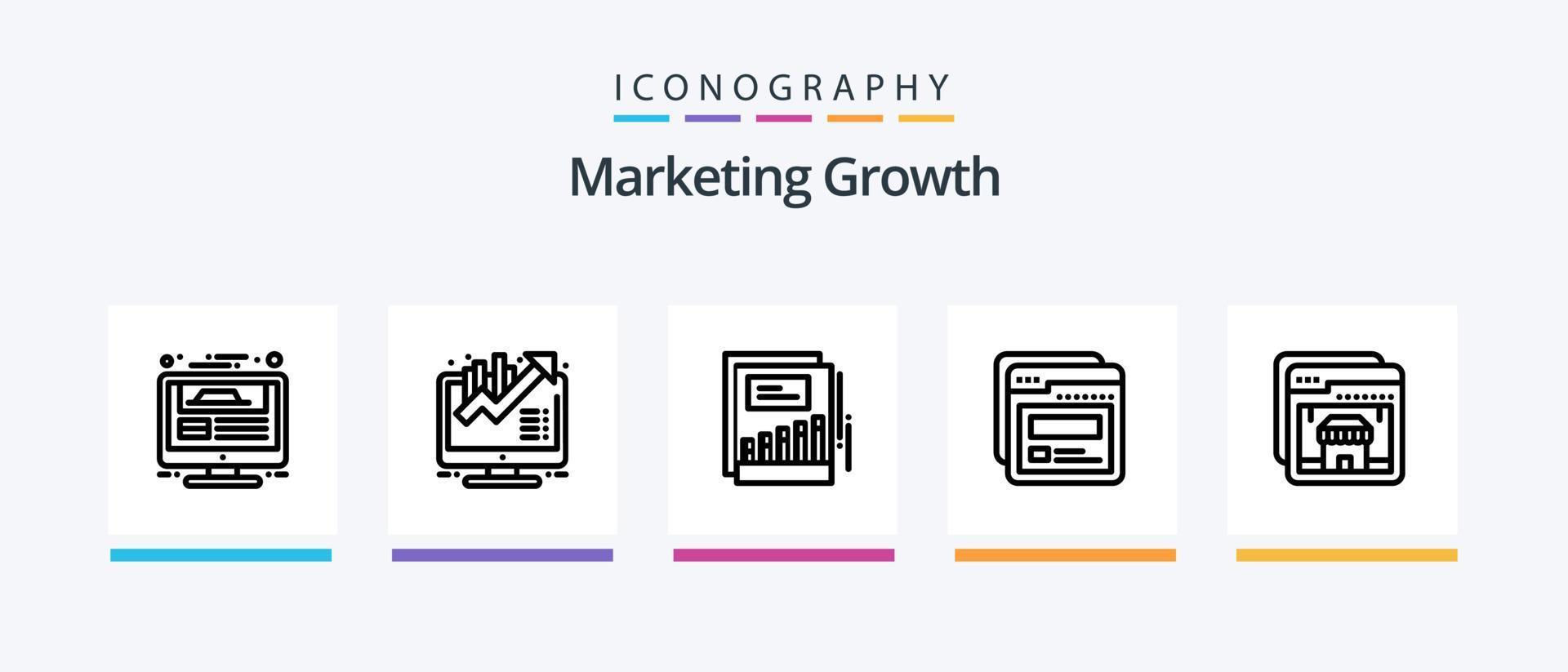 Marketing Growth Line 5 Icon Pack Including investment. growth. chart. flower. success. Creative Icons Design vector