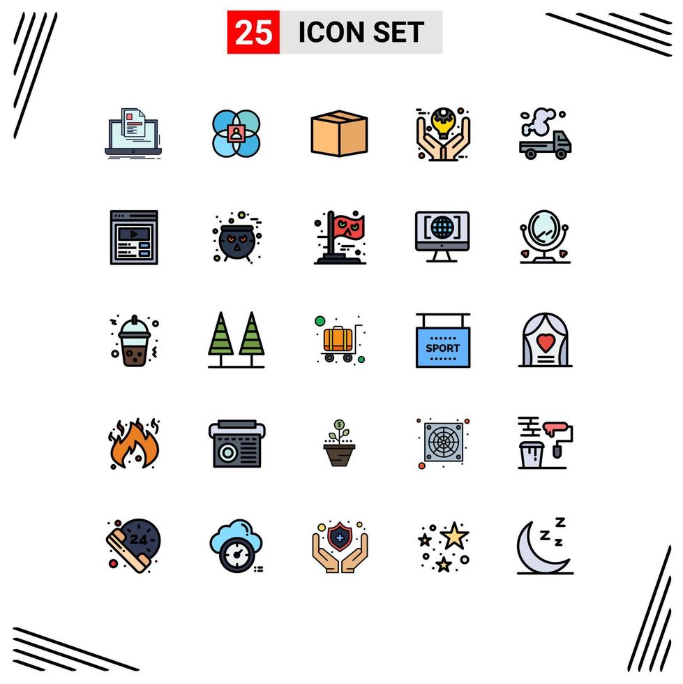 Pack of 25 creative Filled line Flat Colors of ideas management model defining product Editable Vector Design Elements