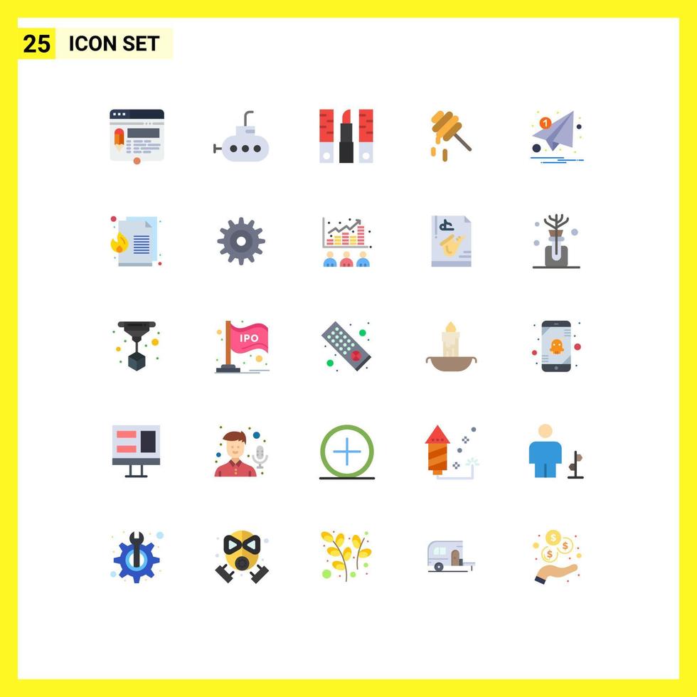 Pictogram Set of 25 Simple Flat Colors of marketing email beauty honey bee Editable Vector Design Elements