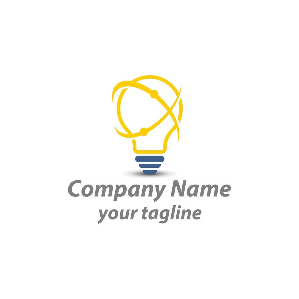 light bulb logo with a line as a connection or connected sign vector