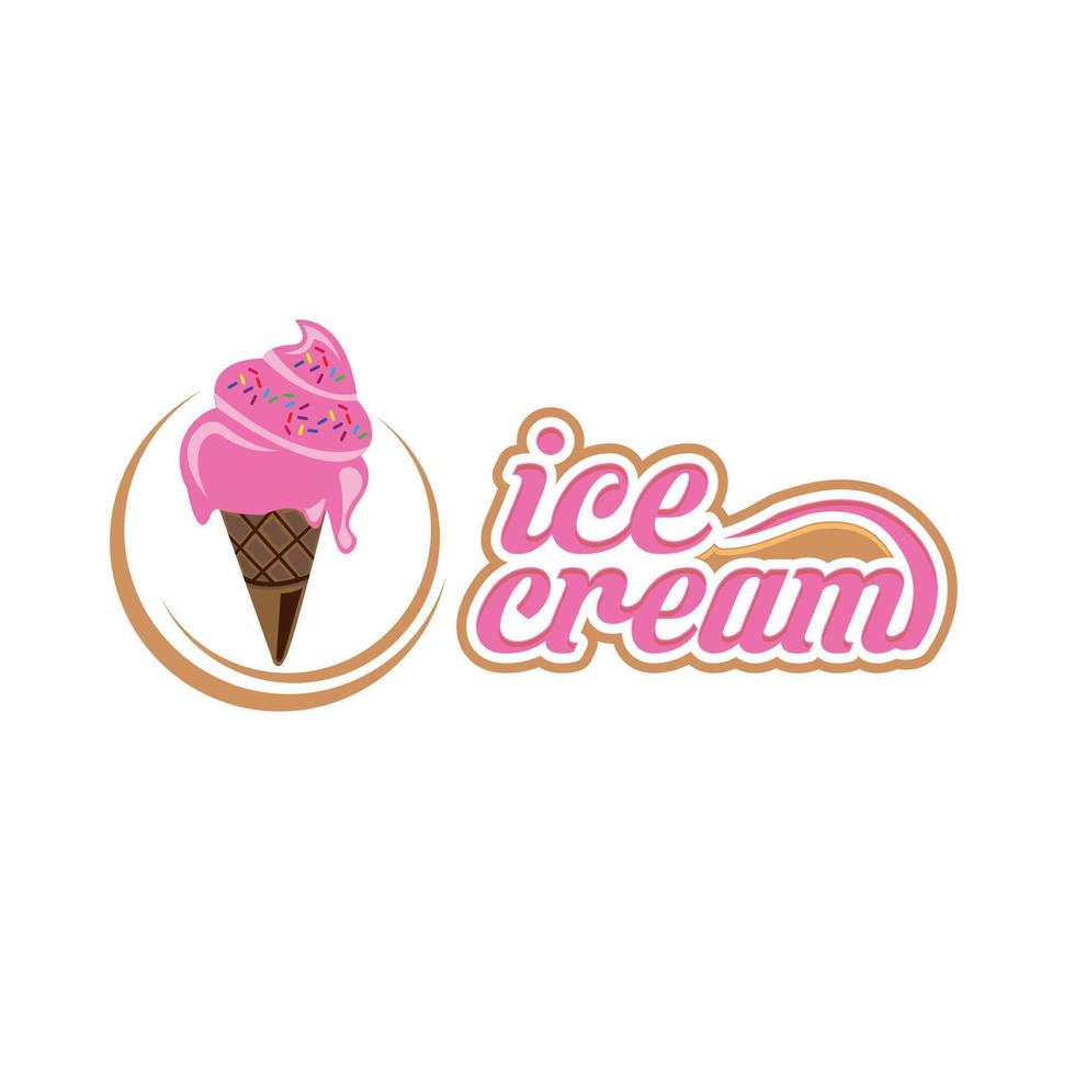 Ice Cream Vector Line Icon or Logo - Simple Thin Line Icon and Colorful Geometric Background - stock vector