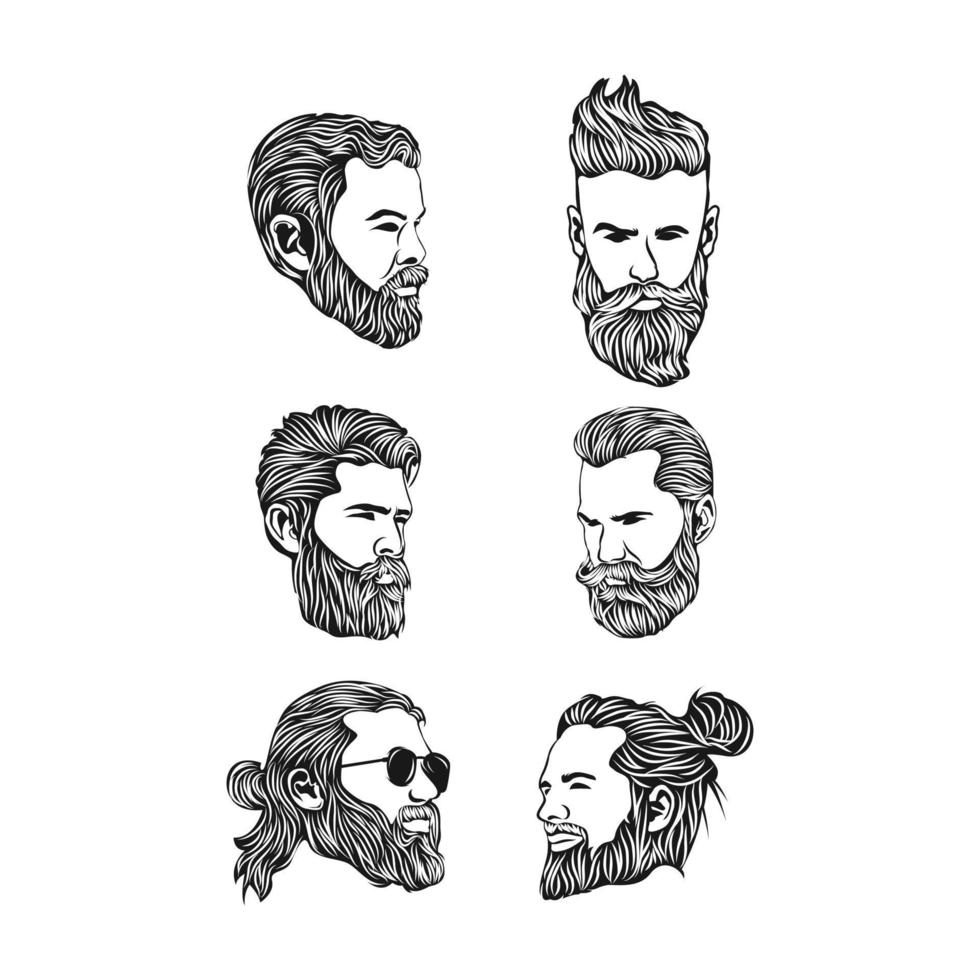 diseño de logotipo de hombre hipster. Impresionante logotipo de hombre hipster. un hombre con logotipo de barba circular. vector