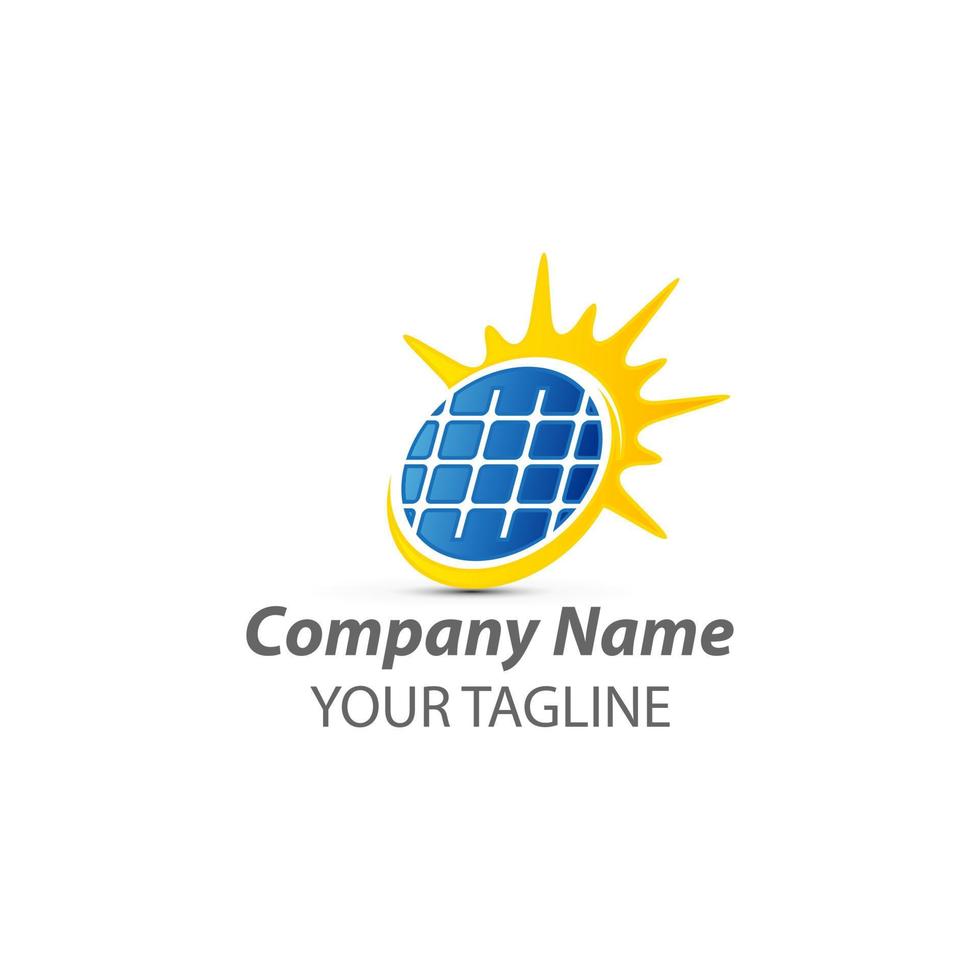 Solar home logo template. Solar panel and sun vector design. Renewable energy illustration