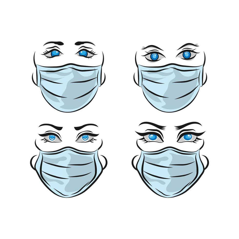 man and woman put on a mask sign icon, Mask a medical logo design. Awesome modern mask logo. A mask medical logotype. vector