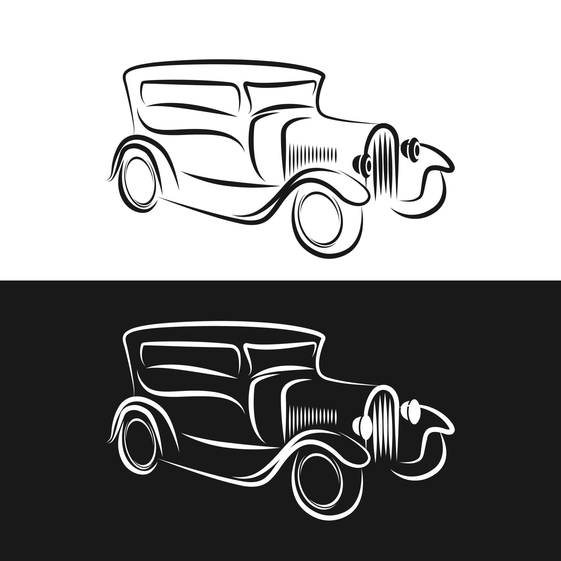 Line vector icon american auto oldtimer. Classic 1930s style. Nostalgia  antique automobile. Summer travel vacation. Vintage cartoon sport car.  Highway. Garage. Collection car. Illustration for design 19462270 Vector  Art at Vecteezy