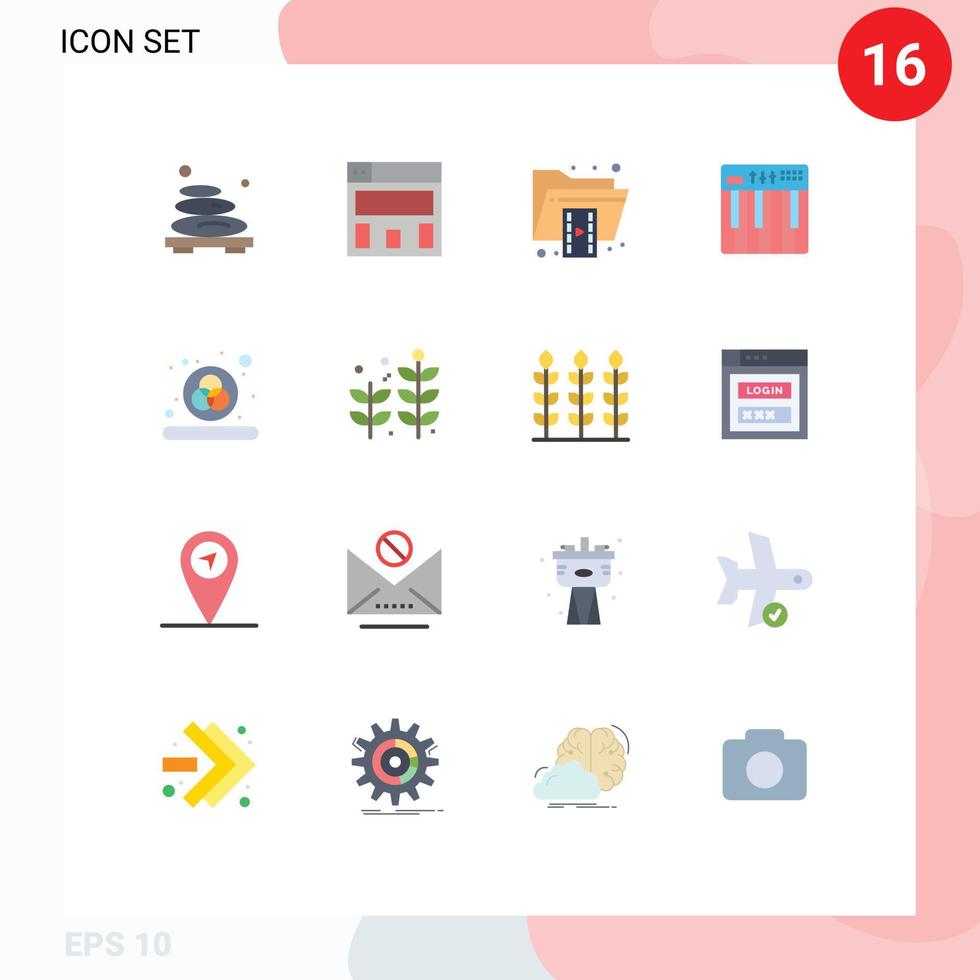 conjunto de 16 iconos de interfaz de usuario modernos signos de símbolos para controlador de teclado de archivo midi de color paquete editable de elementos de diseño de vectores creativos