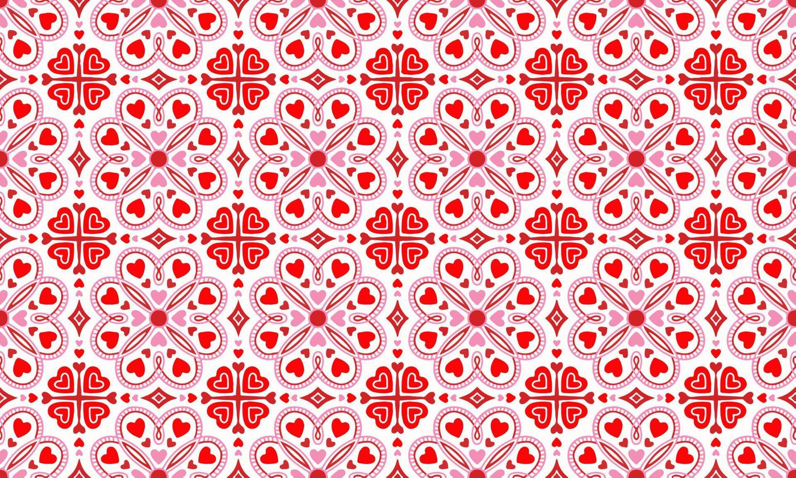 fondo abstracto étnico lindo día de san valentín amor corazón flor rojo rosa motivo geométrico tribal folk oriental nativo patrón tradicional diseño, alfombra, papel pintado, ropa, tela, envoltura, impresión, vector