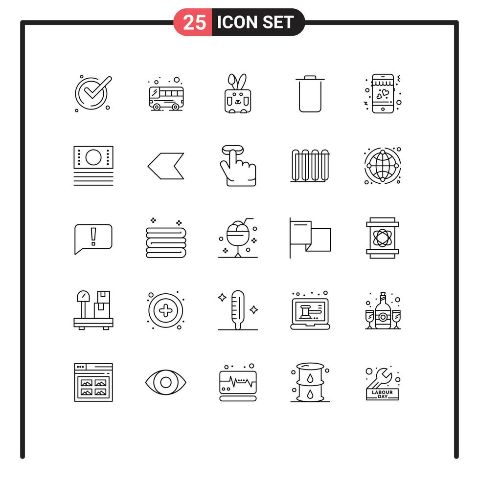 Universal Icon Symbols Group of 25 Modern Lines of cash love easter dating sets Editable Vector Design Elements