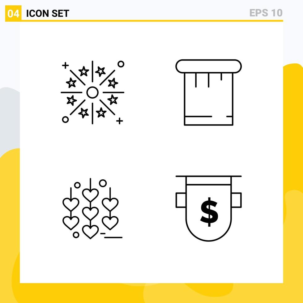Universal Icon Symbols Group of 4 Modern Filledline Flat Colors of celebration love holiday putty badges Editable Vector Design Elements