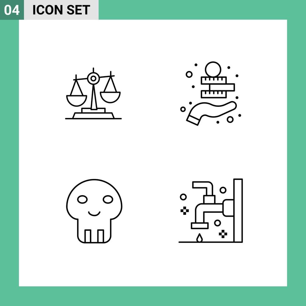 Stock Vector Icon Pack of 4 Line Signs and Symbols for balance money justice scale asset Editable Vector Design Elements