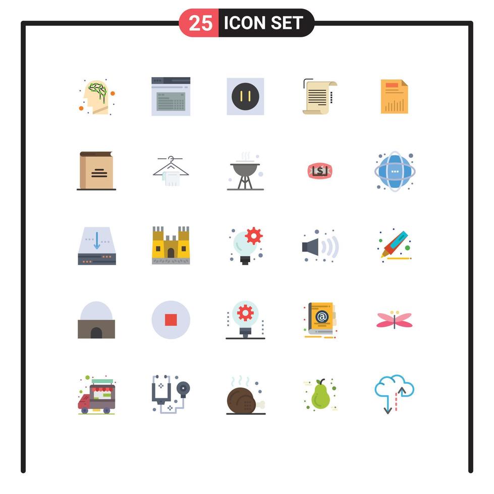 Modern Set of 25 Flat Colors Pictograph of document paper appliances note document Editable Vector Design Elements
